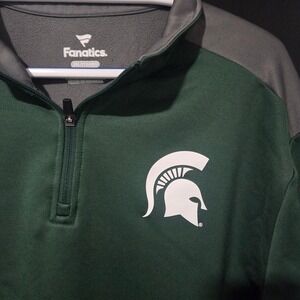 Fanatics Michigan State Spartans 2XL Quarter Zip Pullover‎ Green Gray Mens